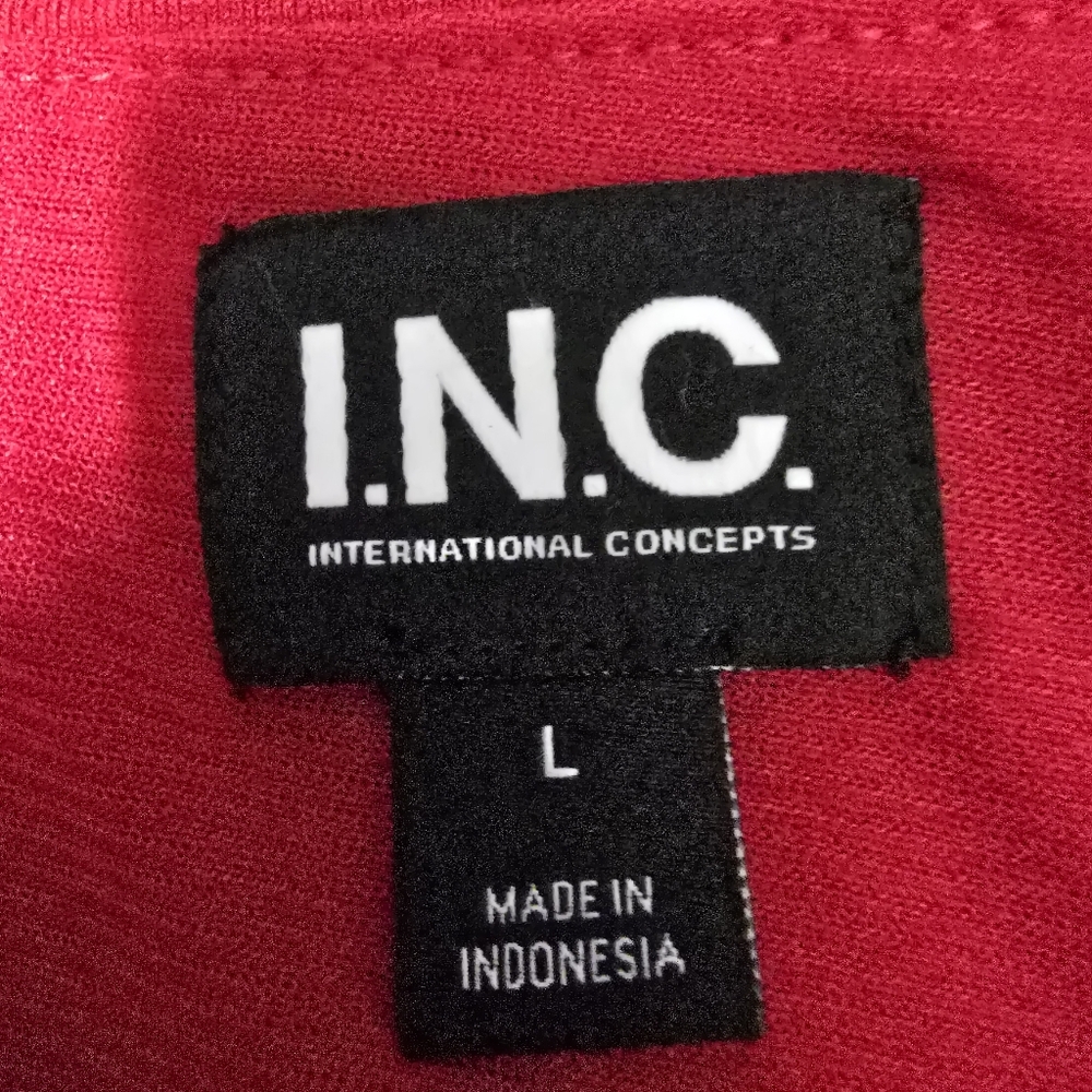 INC size Large Short Sleeve Stretch Top Cut Out‎ Chest Red - Picture 9 of 11